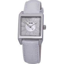 Hugo Boss Ladies Quartz Watch With Mother Of Pearl Dial Analogue Display And White Leather Strap 1502238