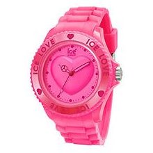 Ice-Watch Womens Ice-Love Plastic Watch - Pink Rubber Strap - Pink Dial - LO.PK.S.S.10