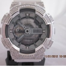 Iced Out Casio G-shock Cz Bezel Ga110c-7a White Authentic Hip Hop