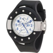 Invicta Mens S1 Vintage Racer Day & Date Silver Dial Black Polyurethane Watch