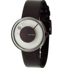 Issey Miyake Unisex Vue Yves Behar Stainless Watch - Brown Leather Strap - White Dial - ISSSILAV005