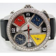 Jacob & Co 40mm 5 Timezone Watch Jc4da With Diamond Accent Dial & Bezel