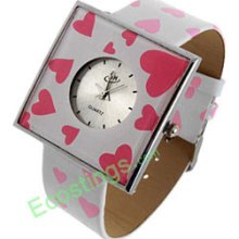 Jewelry Pink Hearts Band Quartz Watch