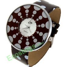 Jewelry Polka Dot Coffee Band Quartz Watch