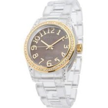Joan Rivers Couture Brown Goldtone Luxe Sport Link Adjustable Watch