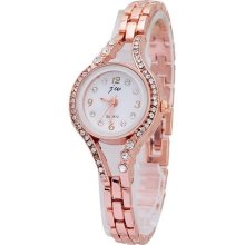 JW 3218 Fashion Water-proof Rhinestone Dial Metal Quartz Movt Bracele