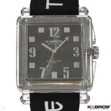 K And Bros 9415-4 Ice Time Black Fabric Ladies Quartz Watch