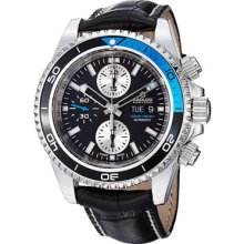 Kadloo Watches Men's Kadloo Ocean Chrono Men's Black Dial Black Alliga