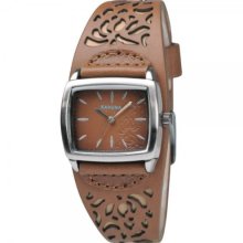 Kahuna Women's Quartz Watch With Brown Dial Analogue Display And Brown Leather Cuff Kls-0219L