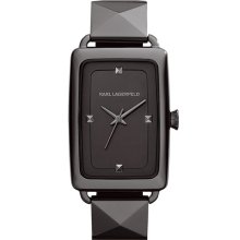 KARL LAGERFELD 'Kourbe' Rectangular Bracelet Watch, 28mm x 41mm Gunmetal