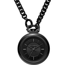 KARL LAGERFELD Long Chain Watch, 40mm Black