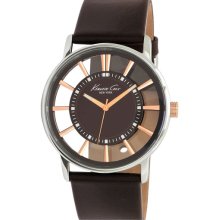 Kenneth Cole New York Round Transparent Dial Watch Brown