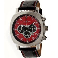 Kennett Mens Challenger Stainless Watch - Black Leather Strap - Red Dial - KNTCHALR