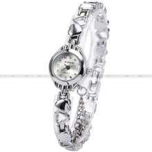 Kimio Heart Bracelet Crystal Lady Girl White Dial Quartz Watch Gift Usts