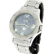 King Master Stainless Steel Case Blue Dial Diamond Men's Watch KM-70