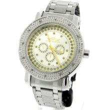 King Master Stainless Steel Silver-Gold Dial Diamond Men's Watch KM-21
