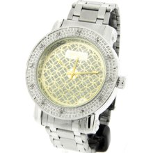 King Master Stainless Steel Silver-Gold Dial Men's Diamond Watch KM-42