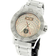 King Master Stainless Steel Rose Gold Dial Diamond Men's Watch KM-43