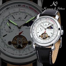 Ks Men Fashion 24 Hours Moonphase Tourbillon Automatic Mechanical Sport Watch