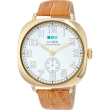 La Mer Collections Oversized Vintage Watch, Tan/Gold