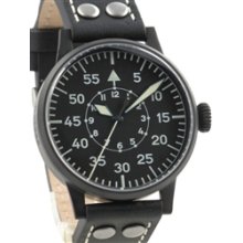 Laco Kassel Black PVD Swiss Quartz Pilot Watch with Sapphire Crystal #861793