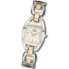 Ladies' Caravelle by Bulova Two-Tone Bangle Watch with Silver Dial