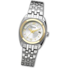 Ladies' Caravelle by Bulova Two-Tone Watch with Silver Dial (Model: