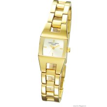 Ladies Charles Hubert 14k Gld-pltd Stnlss Steel Wht Dial 20x22mmWatch