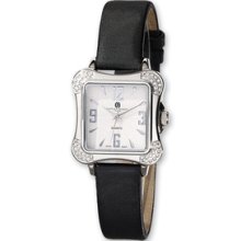 Ladies Charles Hubert Leather Band Silver White Dial 29mm