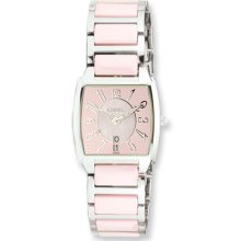 Ladies Chisel Pink Ceramic Square Dial Watch
