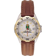 Ladies Marshall University All Star Watch With Leather Strap