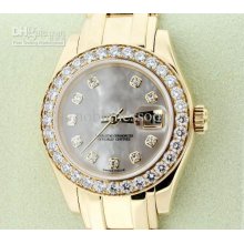 Ladies Masterpiece Pearlmaster 18k Diamond Bezel Automatic Luxury Wa