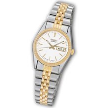 Ladies' Seiko Two-Tone Stainless Steel Watch with White Dial (Model: