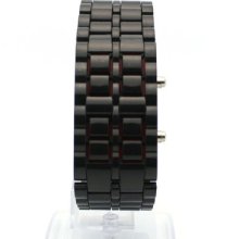 Led Light Digital Wrist Watch Black Plastic Chain Sport Design
