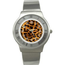 Leopard Print Stainless Steel Mens Watches Fashio