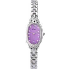 Limit Ladies Oval Purple Face Watch Silver Colour Bracelet - Uk Freepost