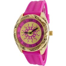 Limited Edition Ladies Mens Geneva Metal & Silicon Sun Ra Design Watch - Metal - Red - 3