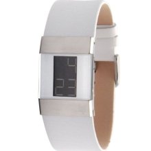 Lip Style 1073722 Ladies Lcd White Leather Strap Watch