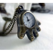 Little Hands Design Pocket Watch Necklace,quartz Watch, Sweater Neck