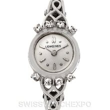 Longines Vintage Ladies 14k w Gold Diamonds Watch