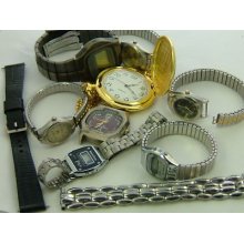 Lot Of 8 Quartz Watches For Parts Or Fix Plus 2 Bands