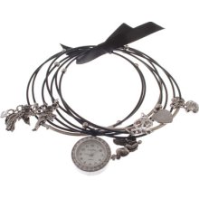 Louifrey Quartz Big Bangles Charms With Crystals Ladies Bracelet Watch