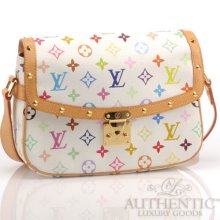 Louis Vuitton Solonge Small Cross Body Flap Handbag White Multicolor Monogram Lv