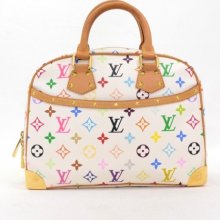 Louis Vuitton White Multicolor Canvas Trouville Hand Bag Lb333