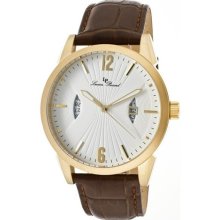 Lucien Piccard Watches Men's Watzmann White Textured Dial Brown Genuin