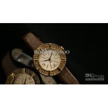 Luxury Fashion Julius Japan Quartz Diamond Dial Brown Sport Watches