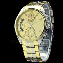 Luxury Men Men's Male Quartz Wrist Watch Watches Golden Dial Dials Decorations