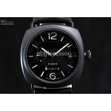 Luxury Mens Pam 384 Radiomir 8 Days Black Dlc/pvd Leather Strap Auto