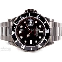 Luxury Men's Sapphire Black Dlc Pvd Sub Automatic Black Dial Wristwa