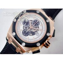 Luxury Mens Sapphire Swiss Eta 7750 Royal Oak Offshore 18k Rose Gold